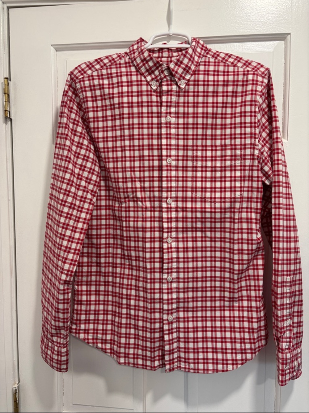 Fossil Red and White Plaid Button-Down Shirt